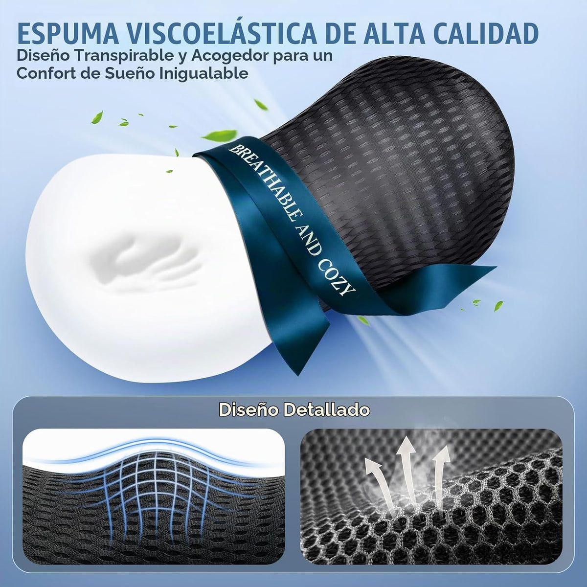 Almohada de apoyo lumbar, almohada lumbar ergonómica de espuma visc...