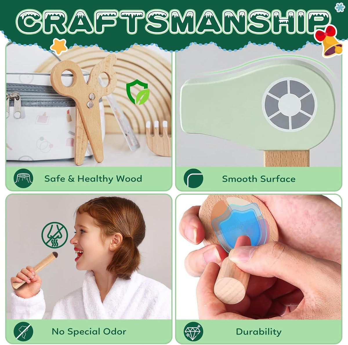 Juego de juguetes de maquillaje de madera, juego de simulación de s...