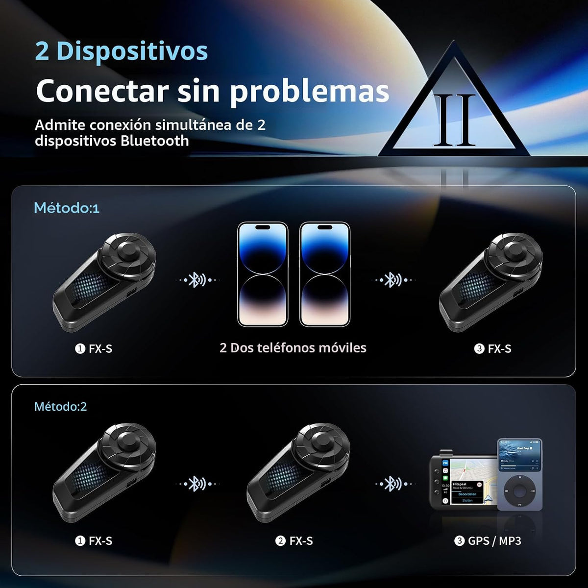 Fodsports FX-S auriculares Bluetooth para motocicleta V5.4, sistema...