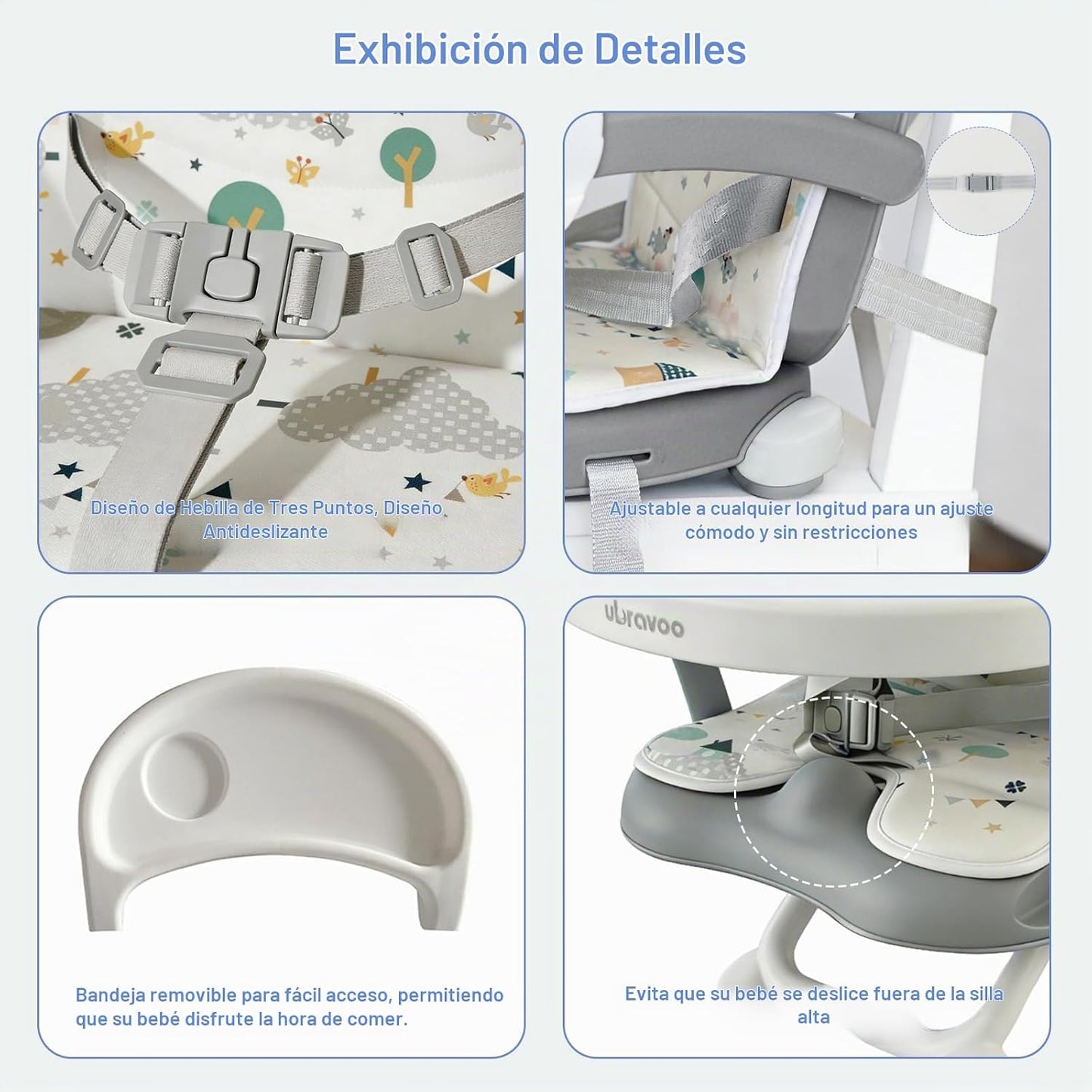 UBRAVOO Asiento elevador para bebé para mesa de comedor con bandeja...