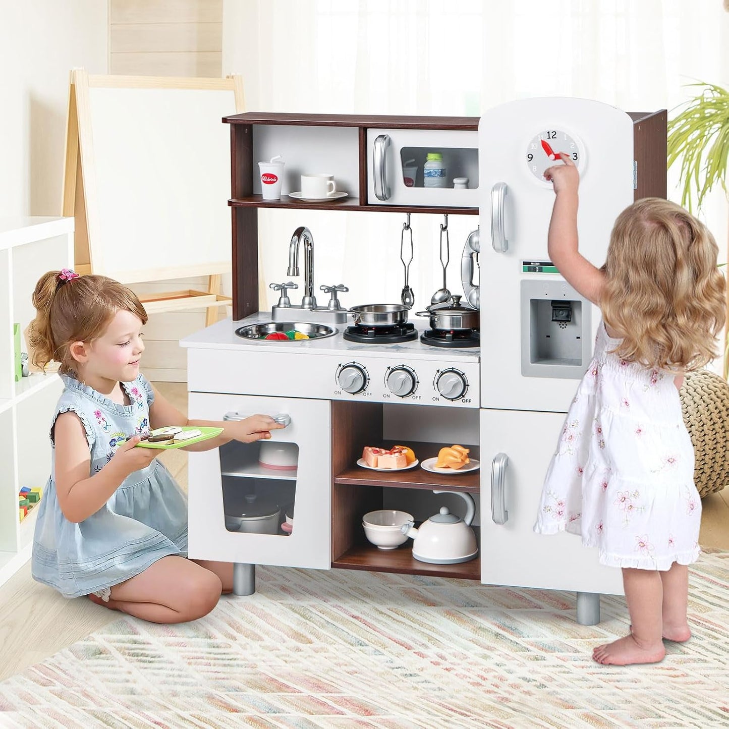 HONEY JOY Juego de cocina para niños, cocina de madera para niños p...