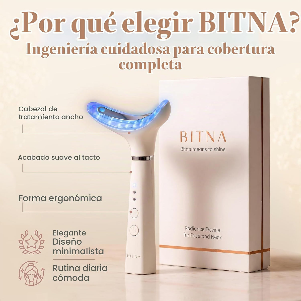BITNA Masajeador facial con terapia de luz roja para cara y cuello,...