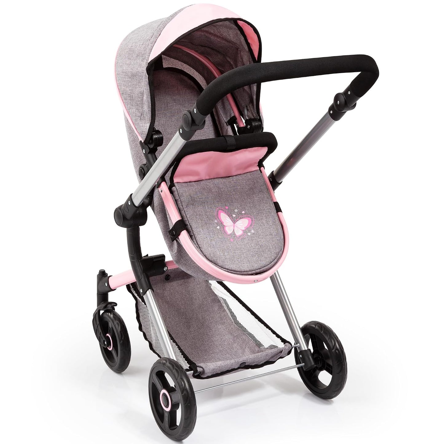 Bayer: Cochecito versátil City Vario - Gris y rosa con mariposa par...