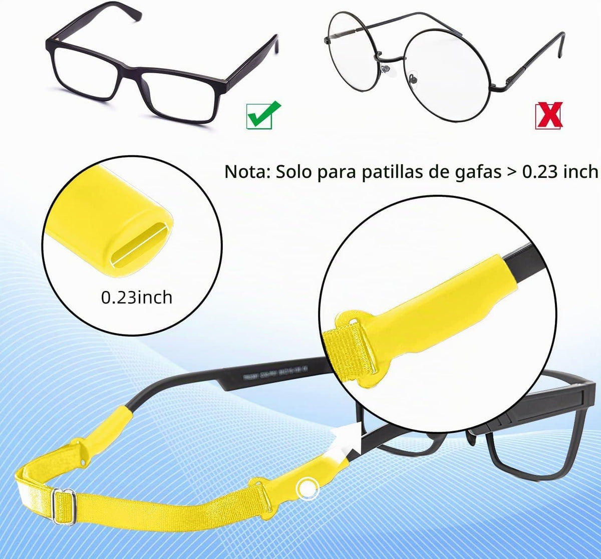 Enenfly Correas ajustables para gafas, paquete de 3 retenedores de...