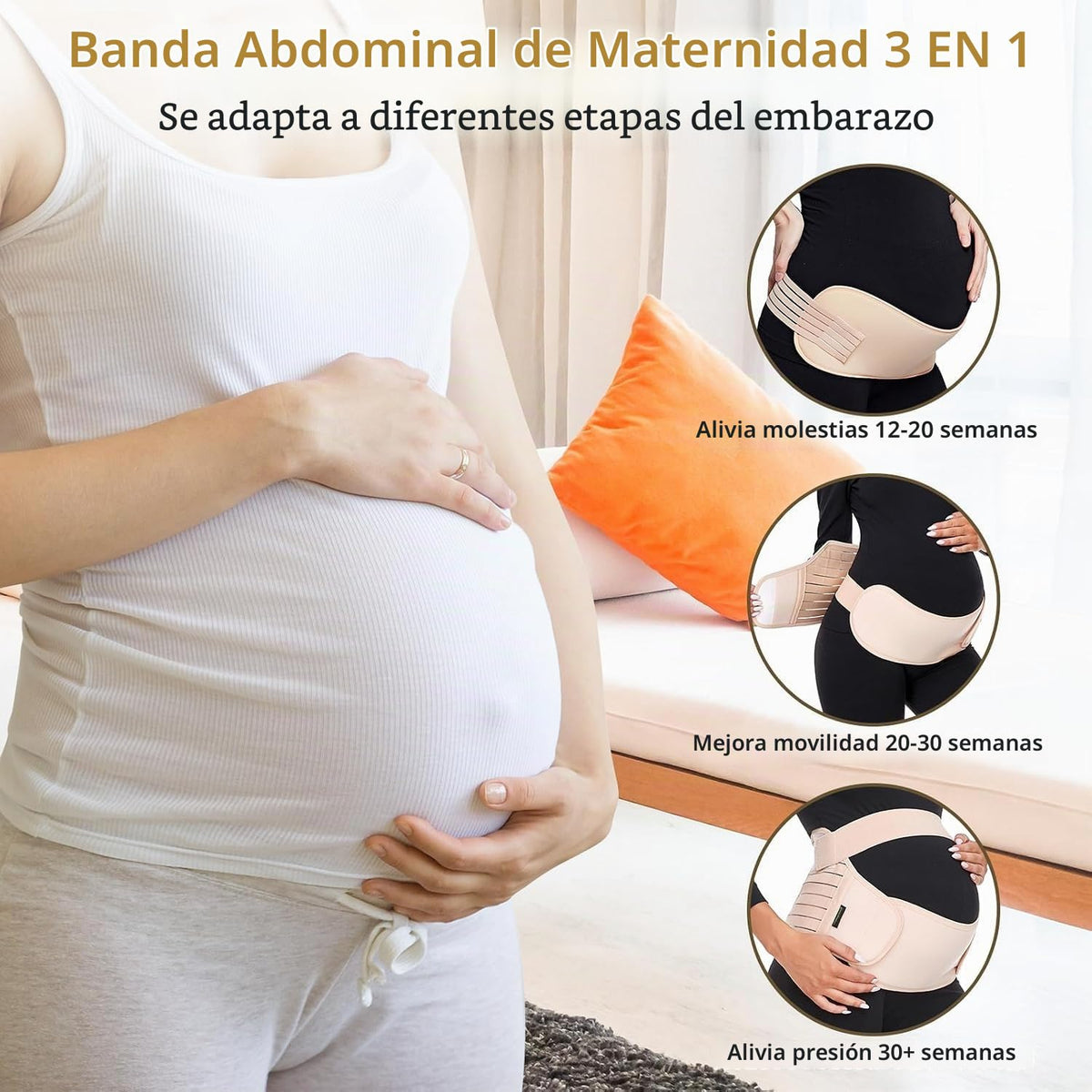 Cinturón de maternidad Banda de vientre de embarazo 3 en 1 Cinturón...
