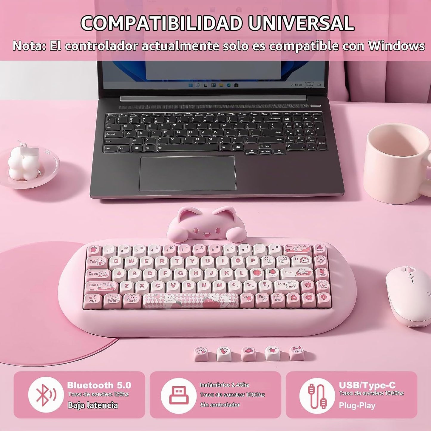 YUNZII Teclado mecánico inalámbrico C68, 65% de diseño, intercambio...