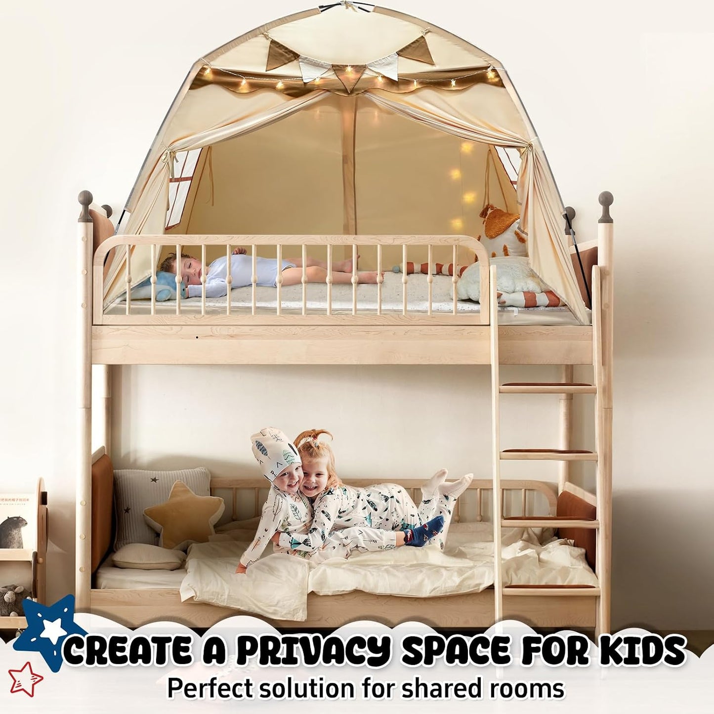 RIYDH Tienda de Cama con Dosel para Niños Tamaño Individual con Luc...