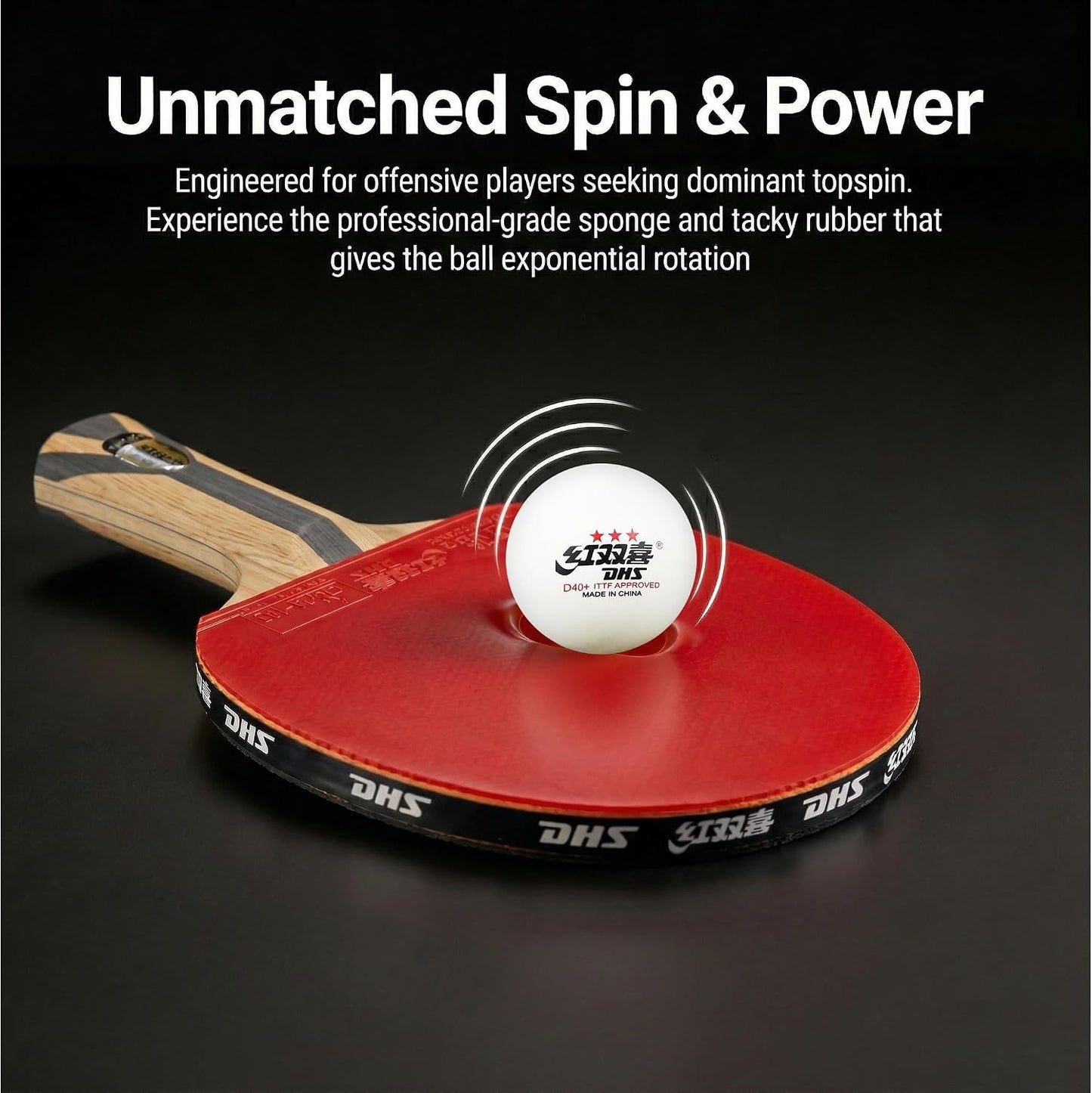 Paleta de Ping Pong Profesional DHS, Raqueta de Tenis de Mesa de Ca...
