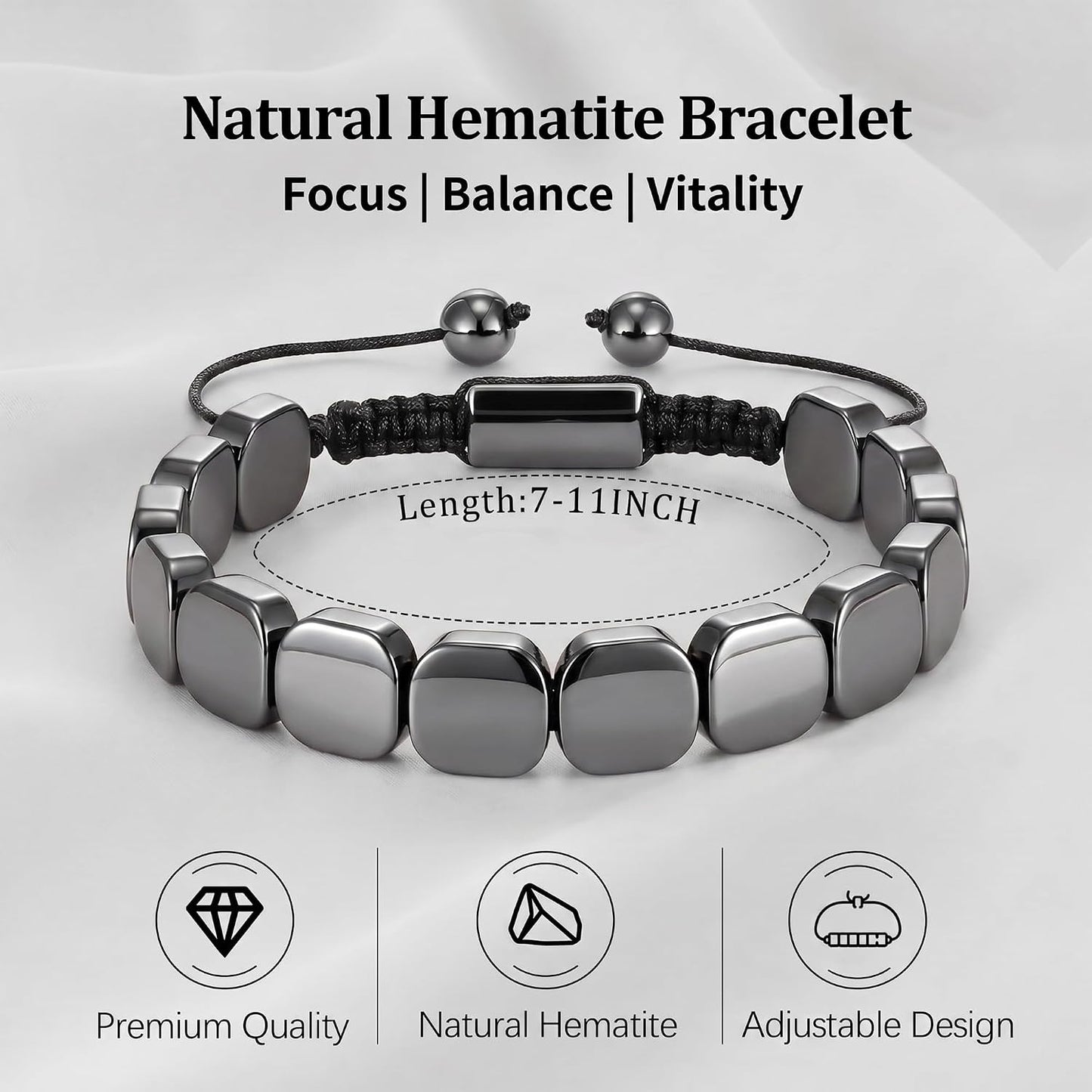 Saroly Pulsera de hematita para hombre, piedra de hematita natural,...