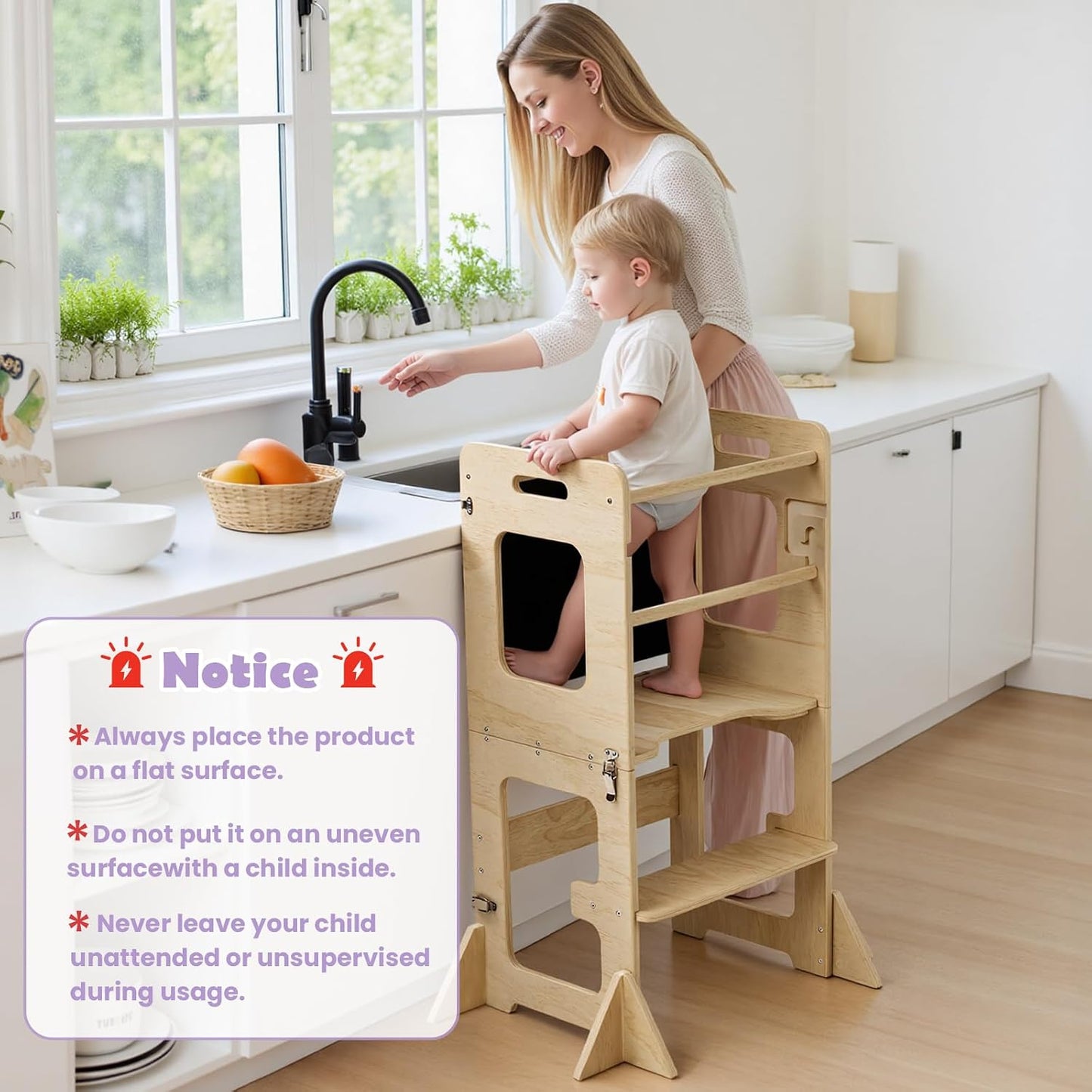 labebe Torre de pie para niños pequeños de 12M+, torre de aprendiza...