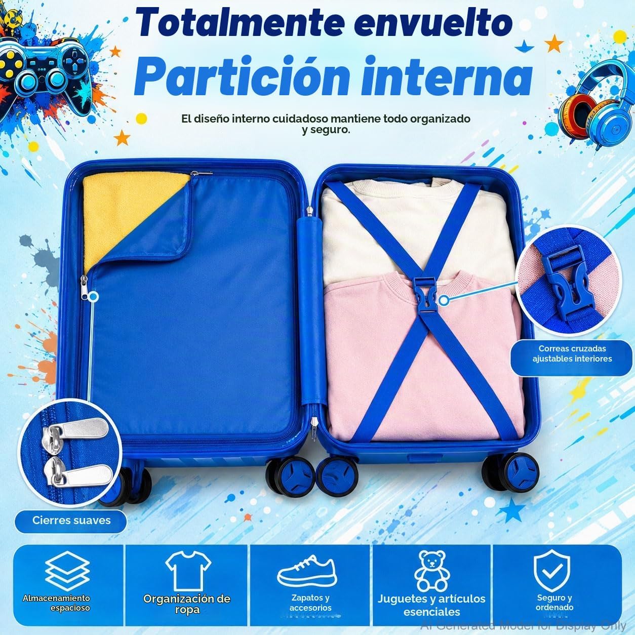 Juego de equipaje de mano ligero para niños, 2 piezas con ruedas, m...