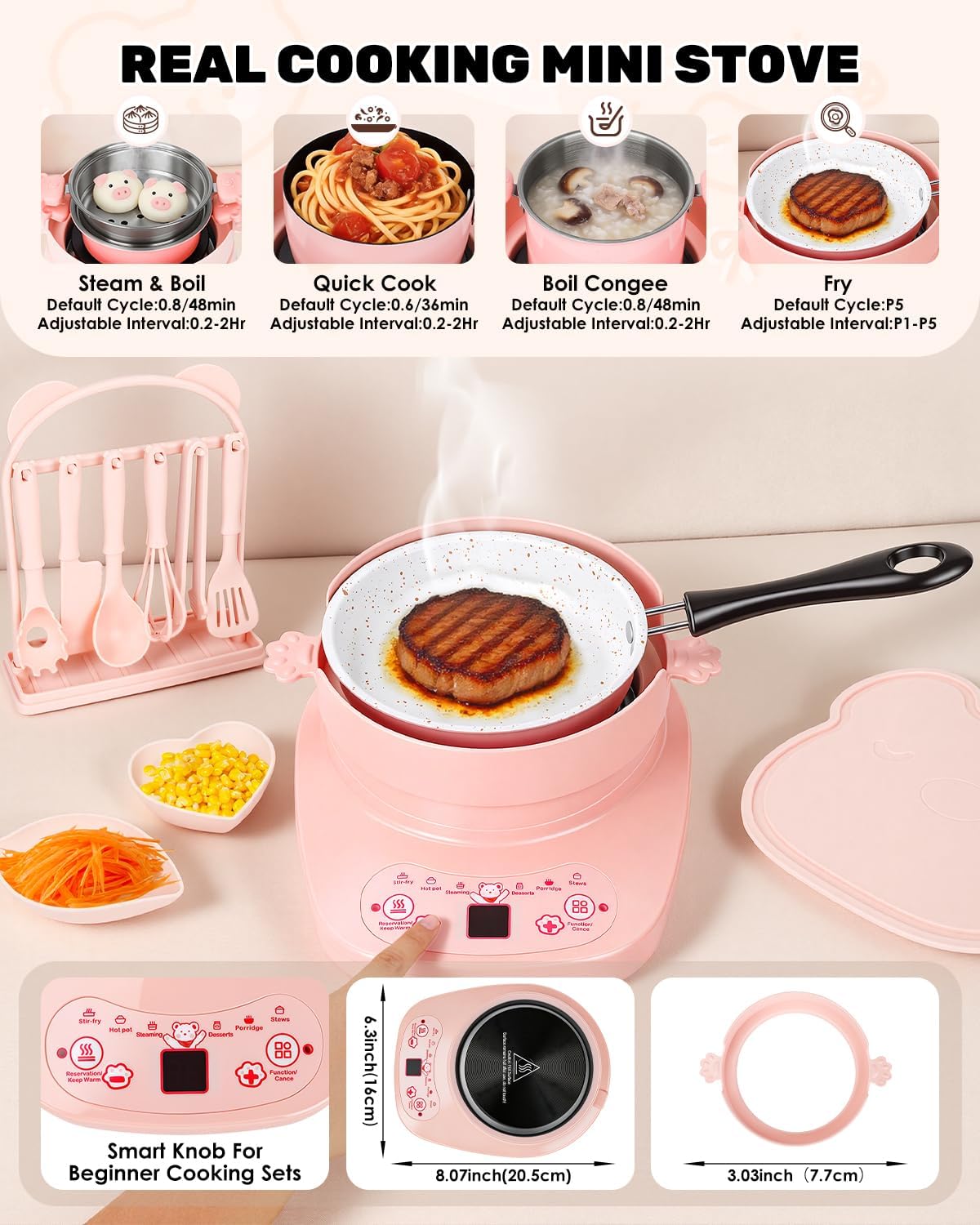 Mini juego de cocina real para adolescentes, kit de 42 platos eléct...