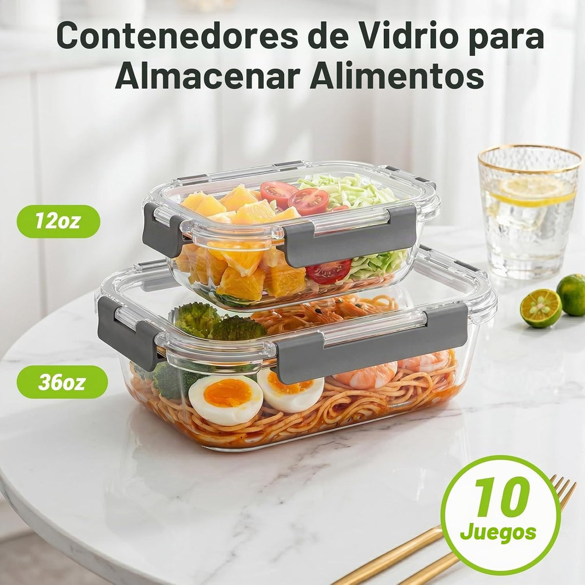 Dealusy 10 juegos (20 piezas) recipientes de vidrio de almacenamien...