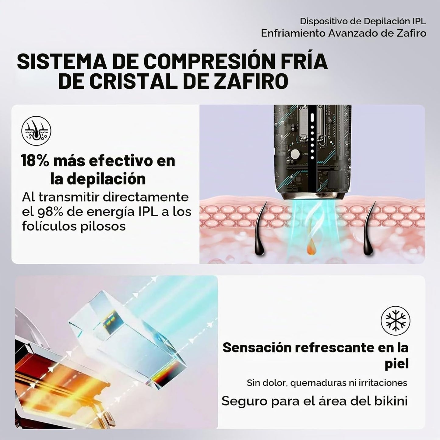 EUARNE Depilación láser IPL para mujeres, enfriamiento de hielo, ef...