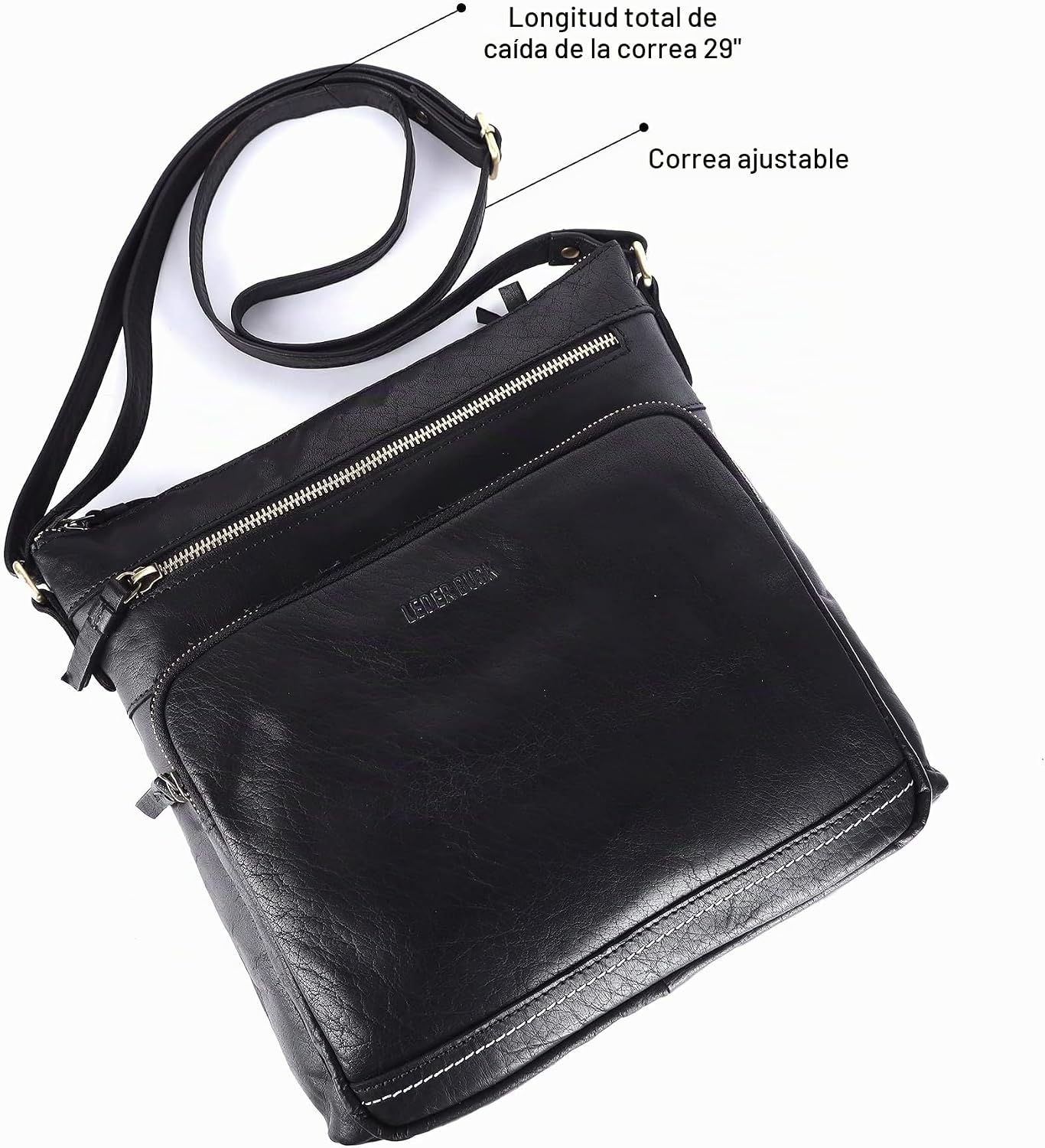 LEDERBUCK Olga - Bolso bandolera extragrande de piel auténtica para...