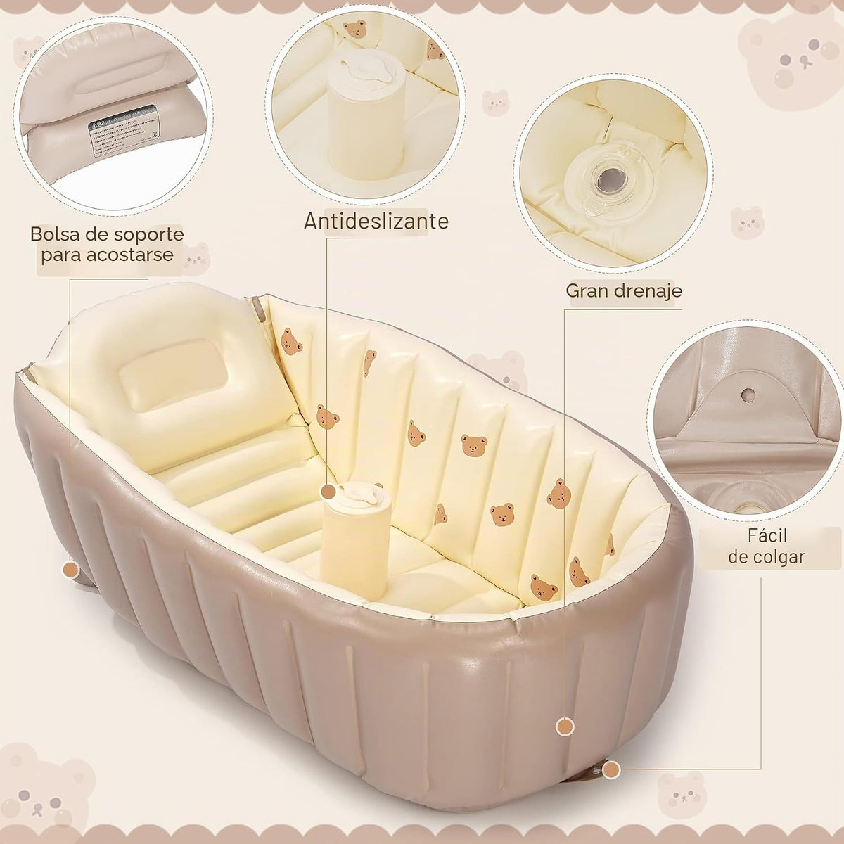 MINK Bañera inflable para niños pequeños \u2013 Bañera portátil con...
