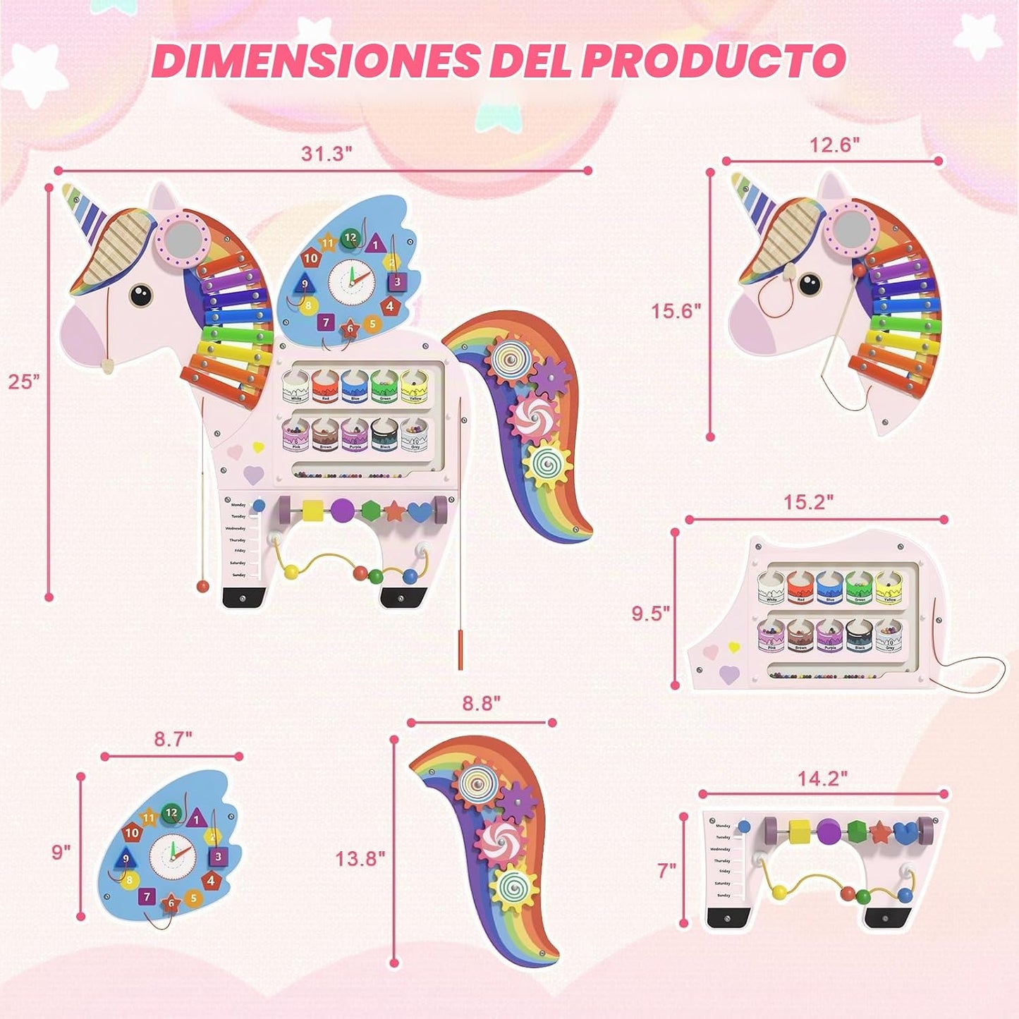 Panel de Pared Sensorial de Unicornio para Niños - Paneles de Table...