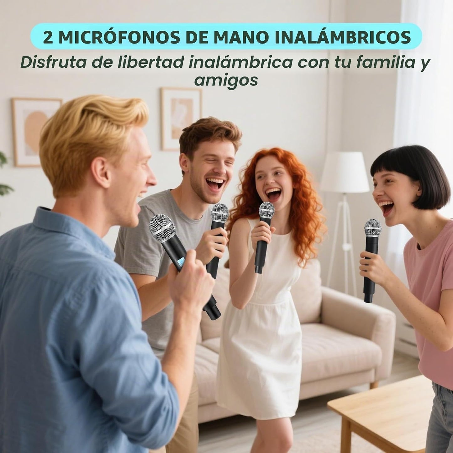 Boeska Sistema de Micrófonos Inalámbricos con 2 Micrófonos de Mano...