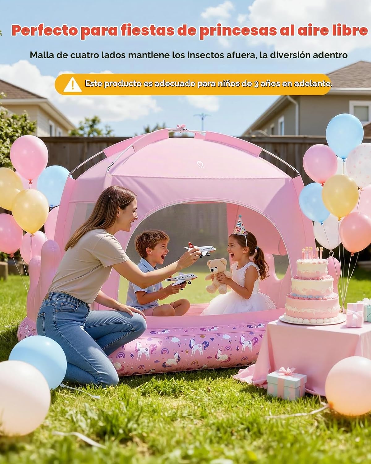 QPAU Colchón de aire para niños con tienda de campaña y bomba rápid...