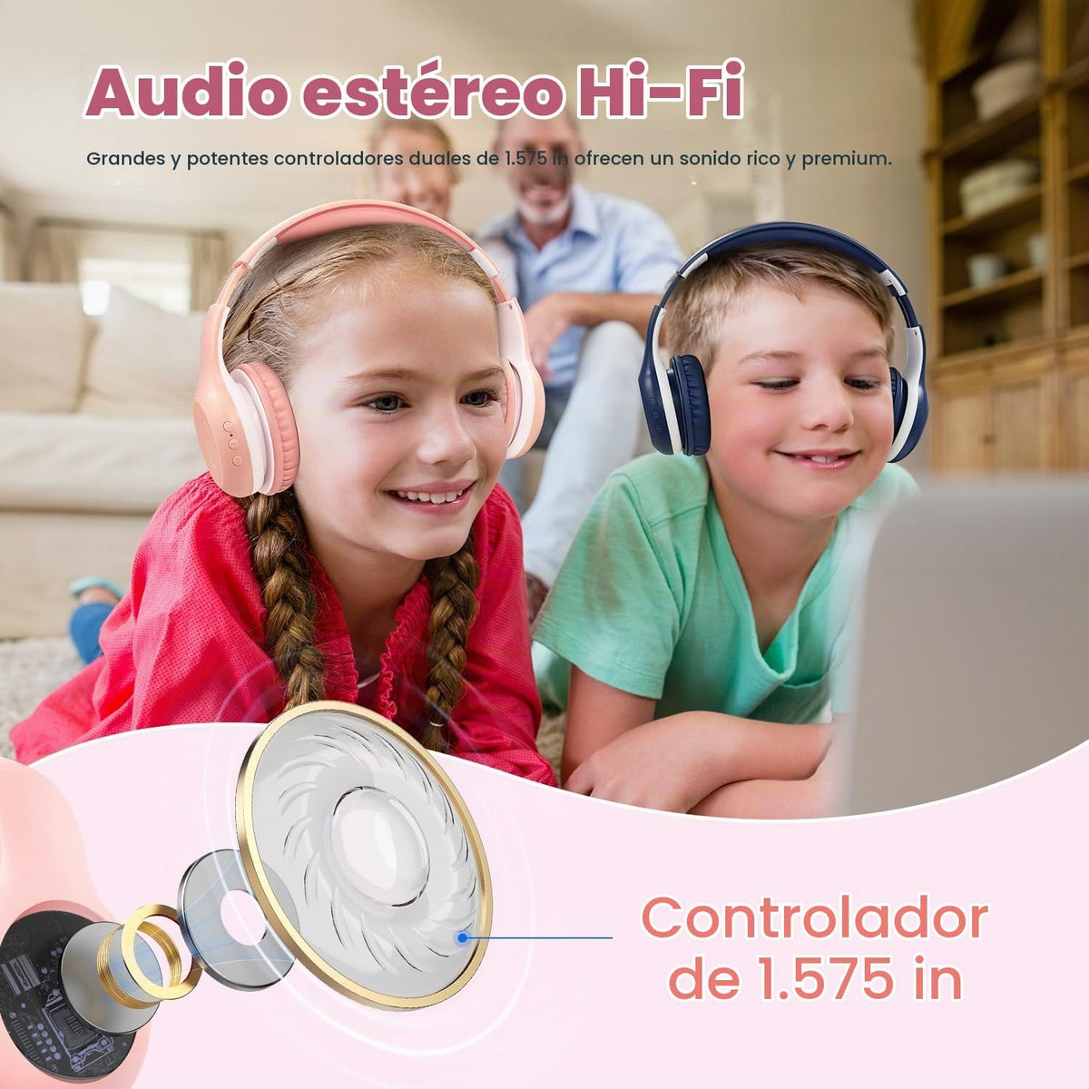 EarFun Paquete de 2 auriculares Bluetooth para niños, Auriculares K...