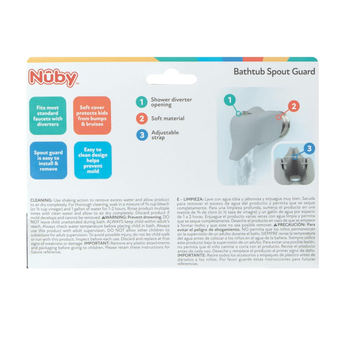 Nuby Protector de boquilla de bañera de seguridad con apertura supe...