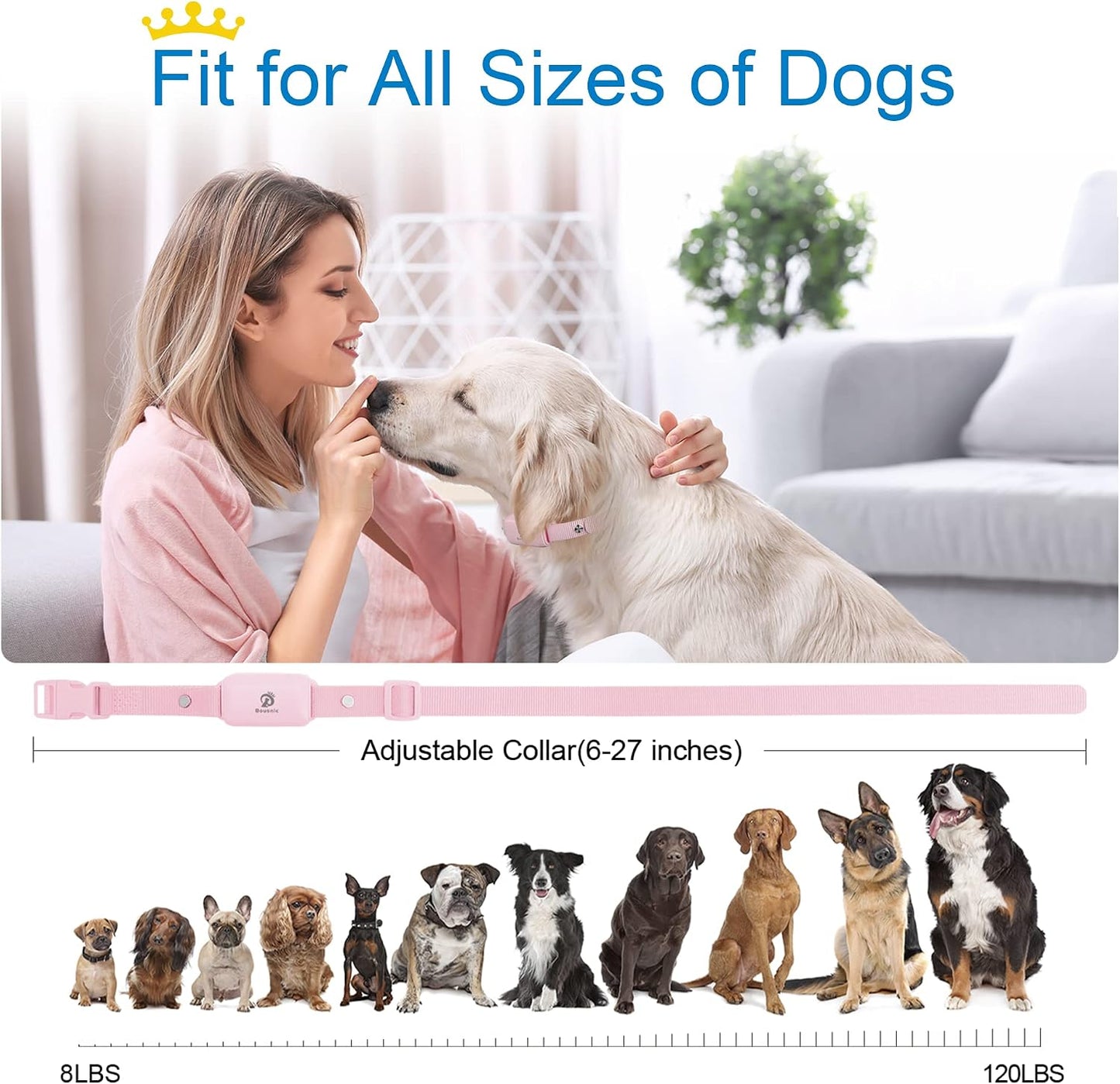 Bousnic Collar de choque para perros para 2 perros \u2013 (8-120 li...