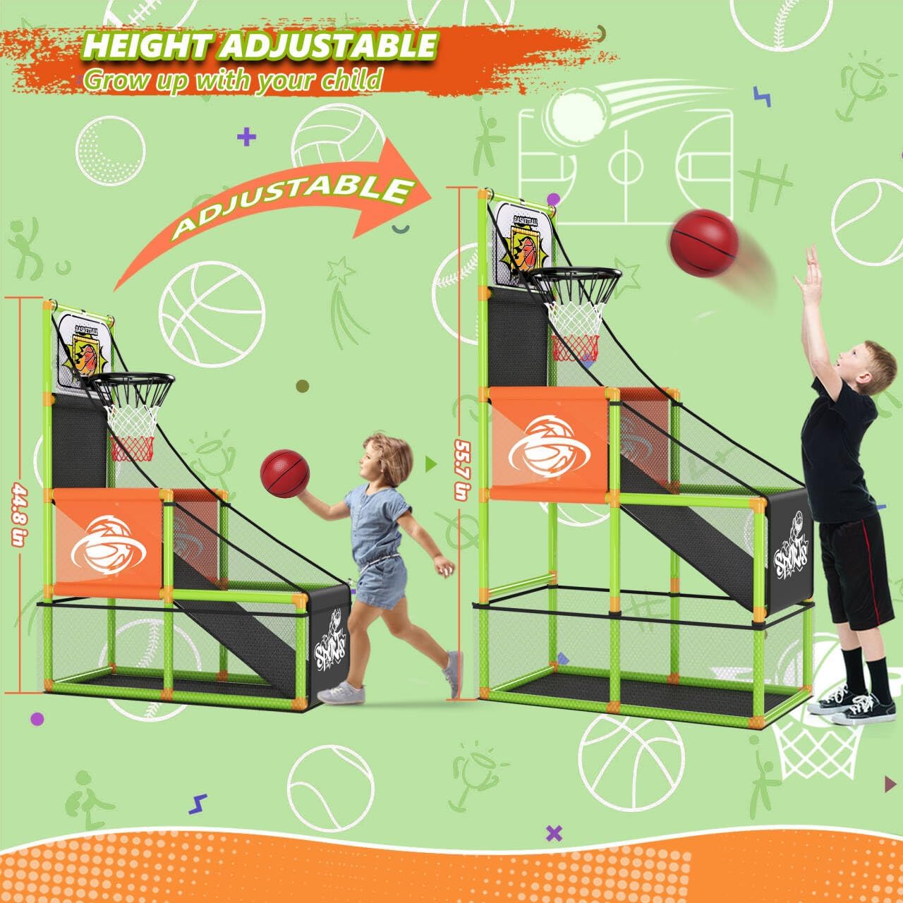 Juego de baloncesto arcade con marcador electrónico y luz LED: jugu...