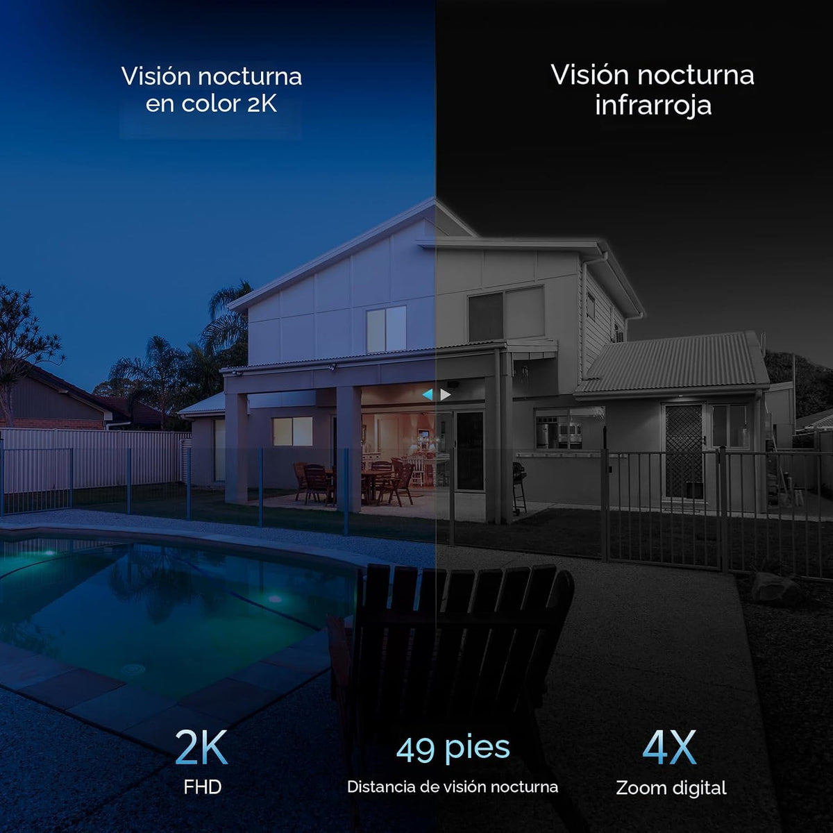 Oculview Cámaras de seguridad solar 2K inalámbricas para exteriores...