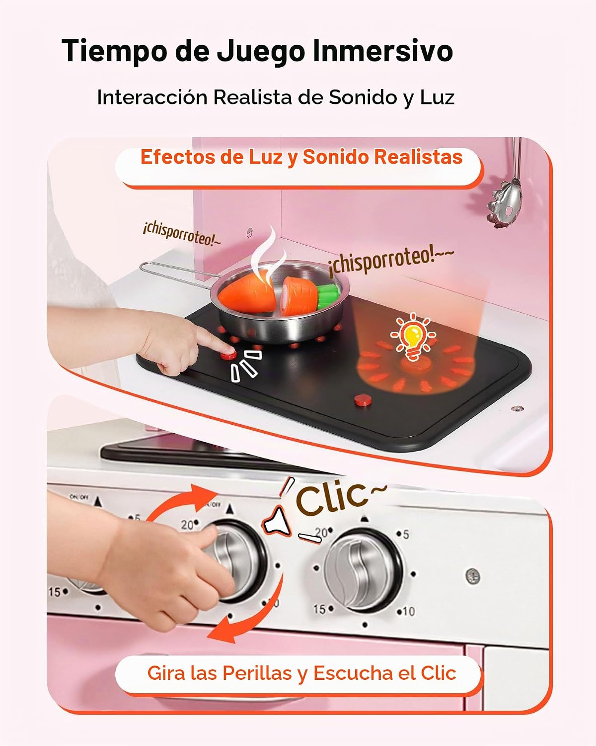 VEVOR Juego de cocina para niños, juego de cocina de madera para ni...