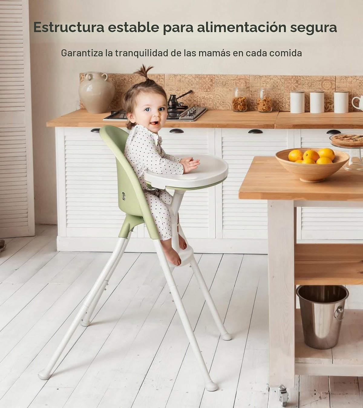 Mallify Silla alta plegable, silla alta portátil para bebé que ahor...