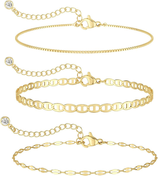 MBW Pulseras chapadas en plata para mujer, delicadas pulseras de pl...