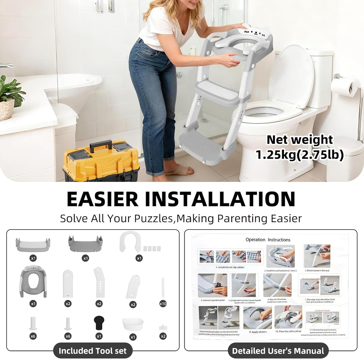 Asiento de entrenamiento para ir al baño, asiento de inodoro mejora...