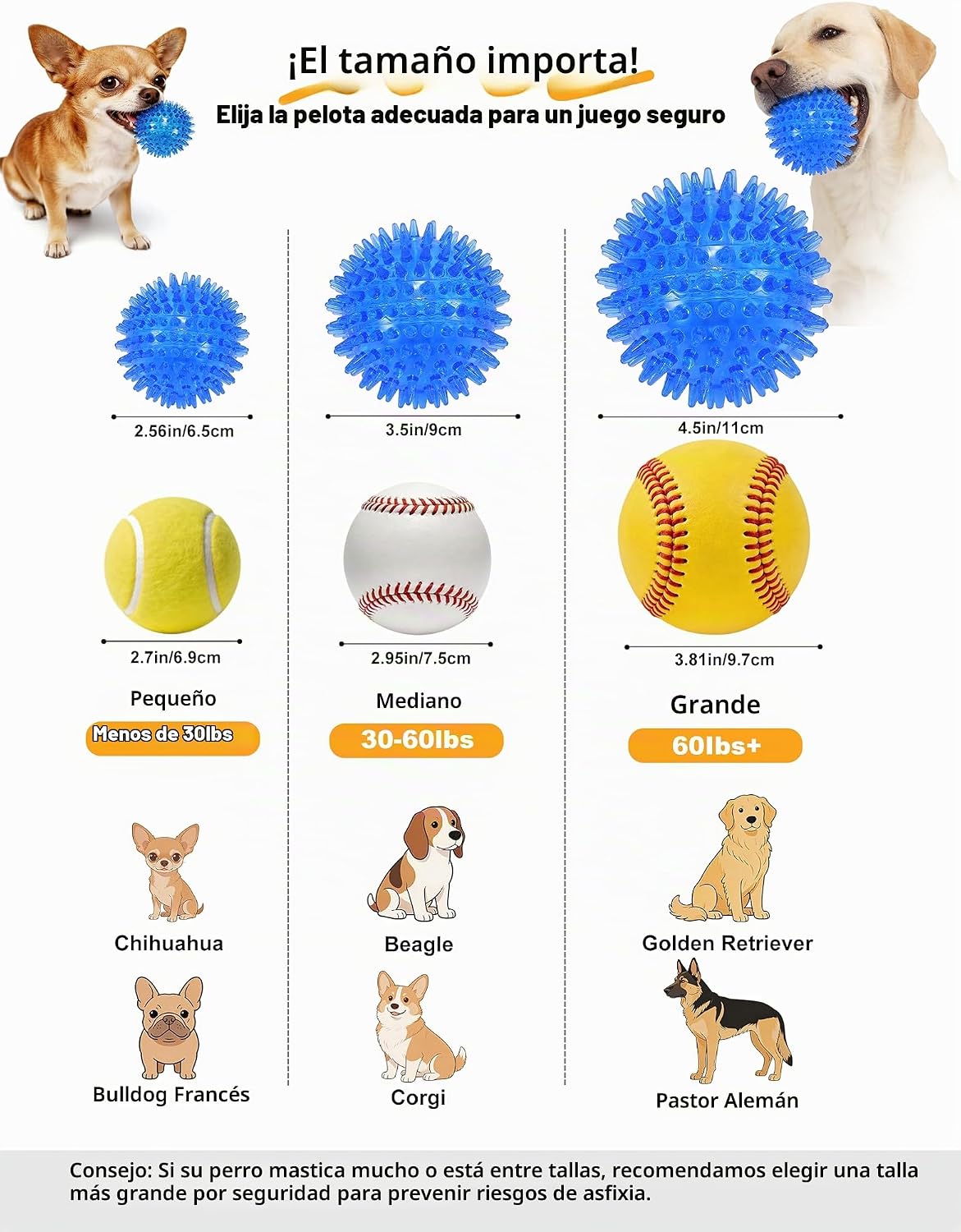 petizer Paquete de 3 bolas chirriantes de juguete para perros de 2....