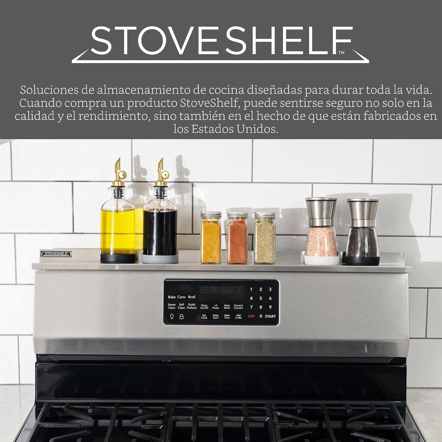StoveShelf Estante magnético de acero inoxidable de 30 pulgadas de...