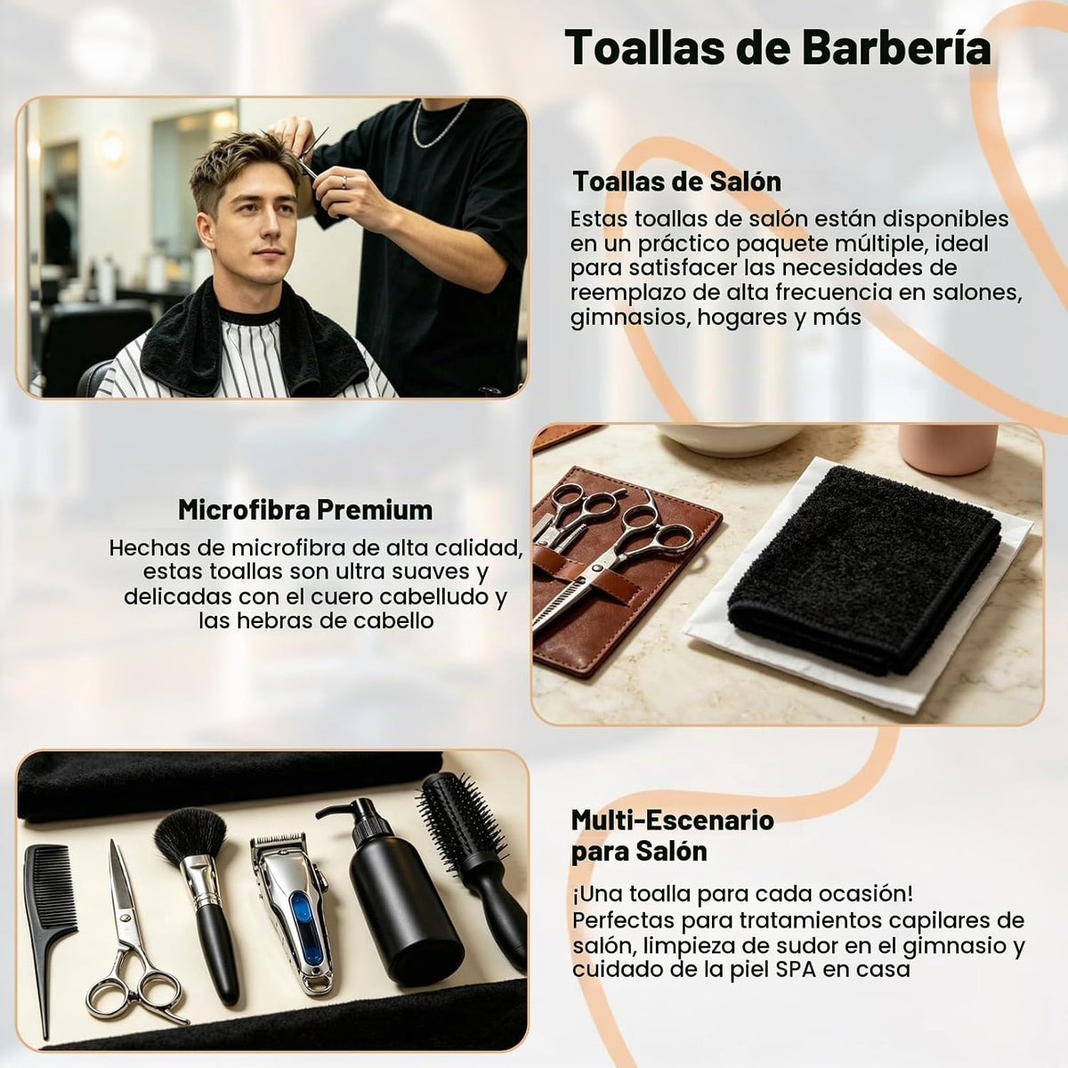 Puomue Toallas de Salón Negras, Toalla de Cabello de Microfibra Súp...