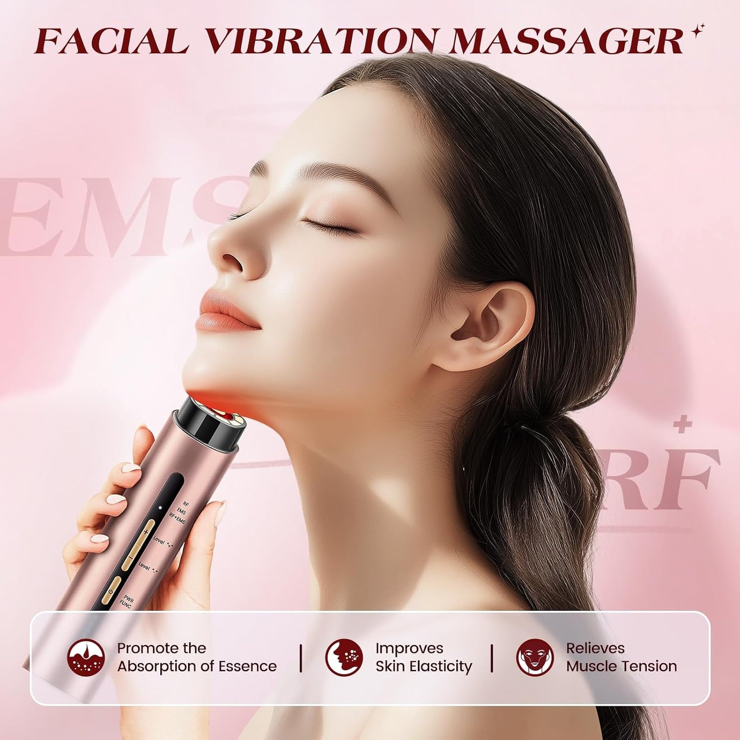 INTEO Dispositivo Facial Microcurren, 3 Modos de Terapia de Luz Roj...