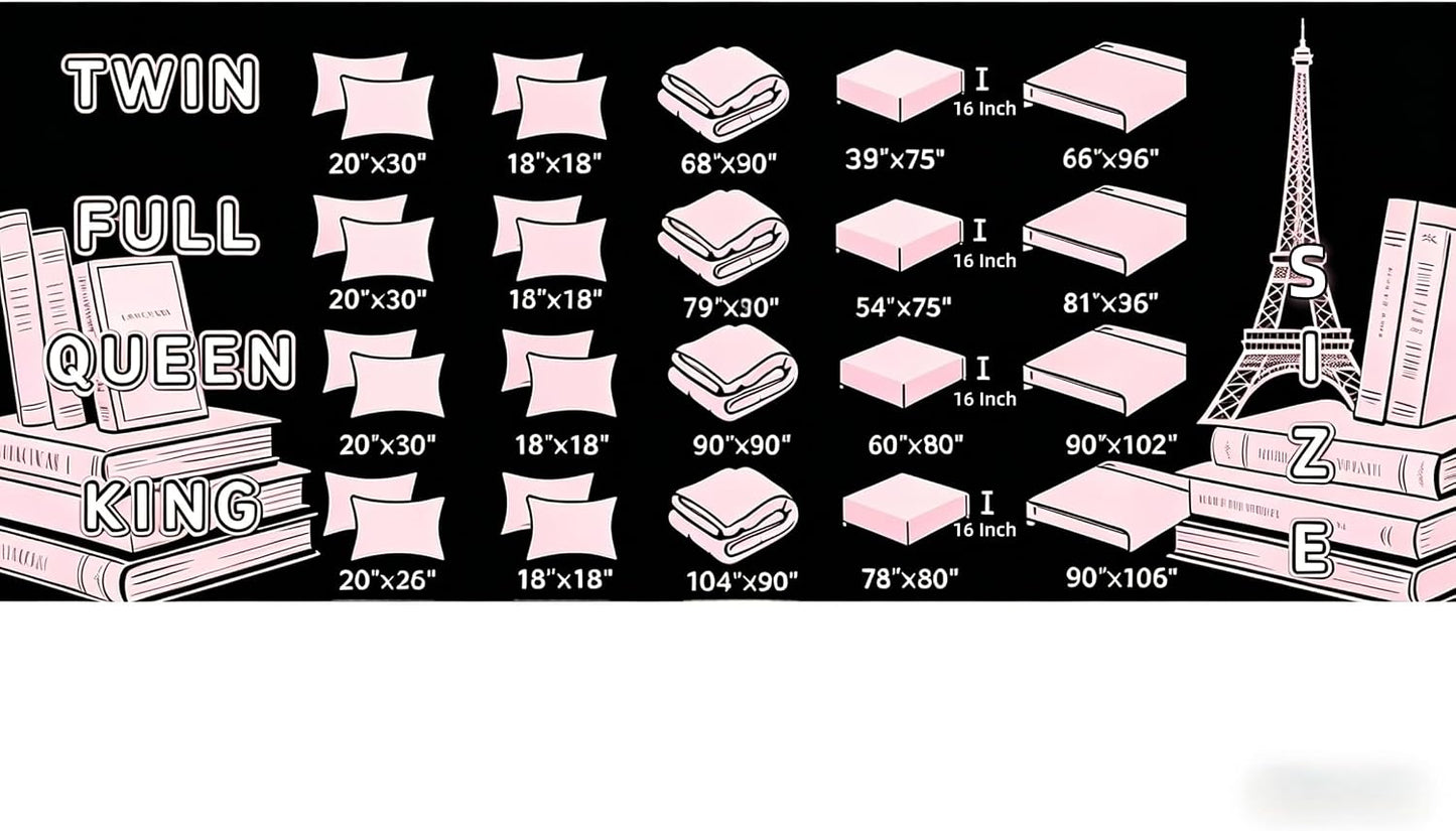 Erosebridal Juego de edredón de moda rosa con sábanas tamaño comple...
