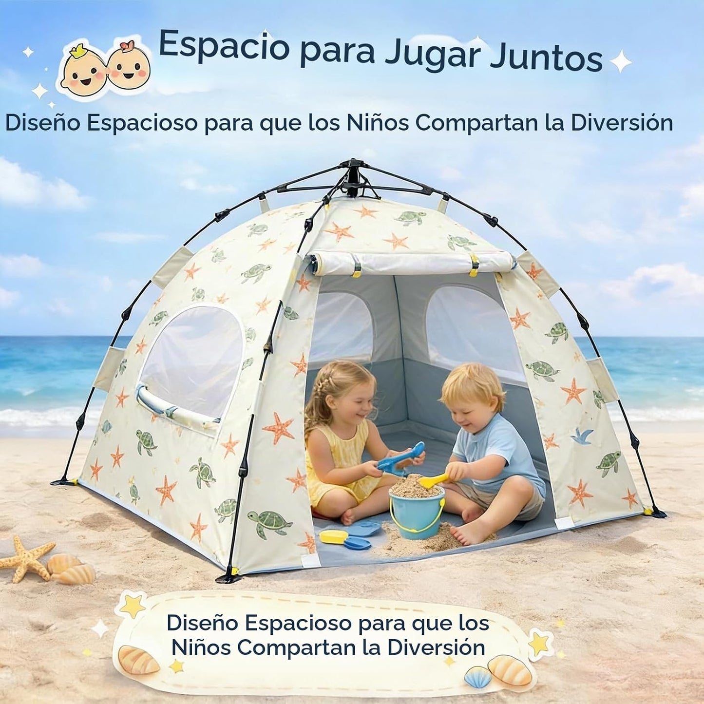 Tienda de campaña de playa para bebés con protección UV UPF 50+, in...