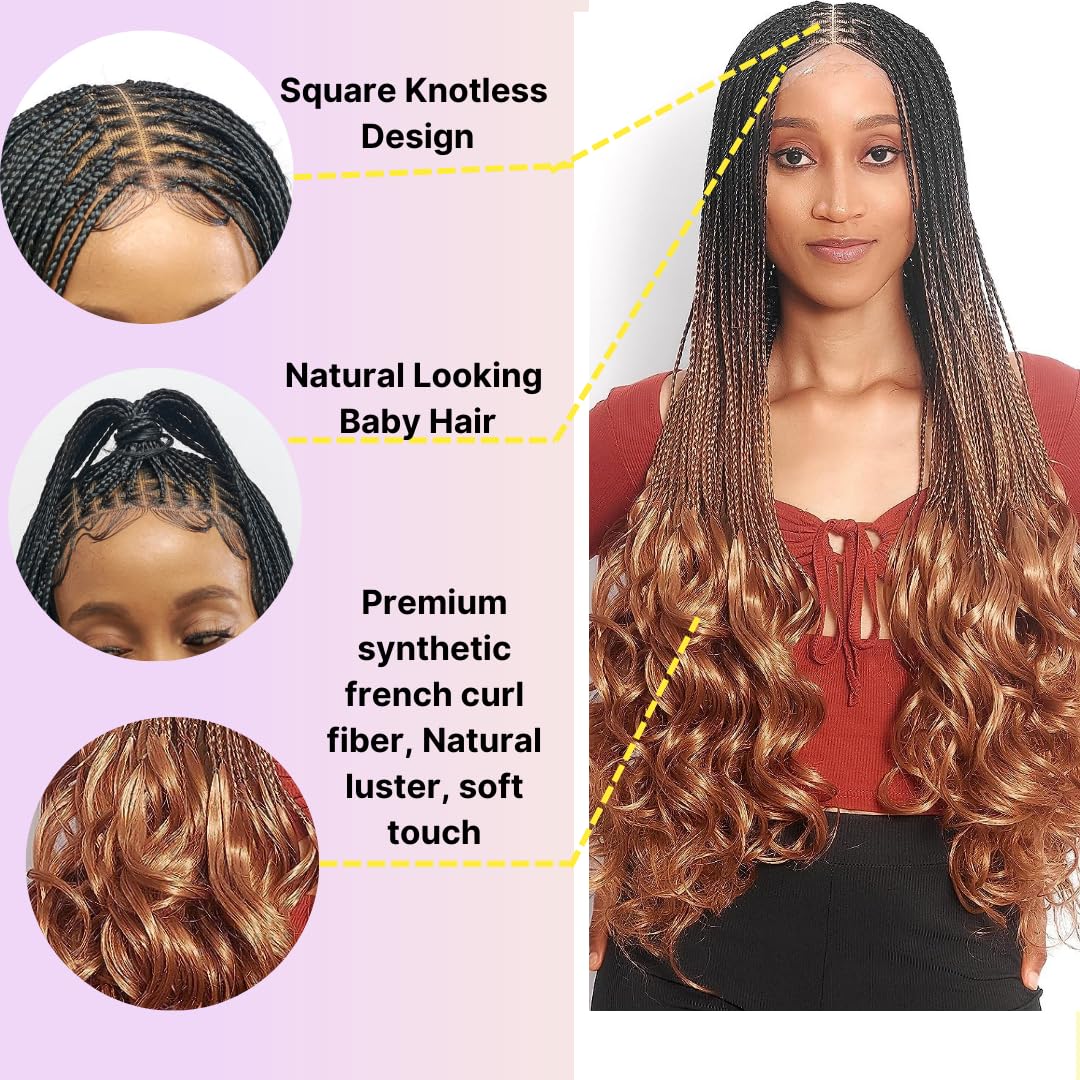 Wow Braids Peluca de Rizos Franceses Trenzados sin Nudos de Encaje...