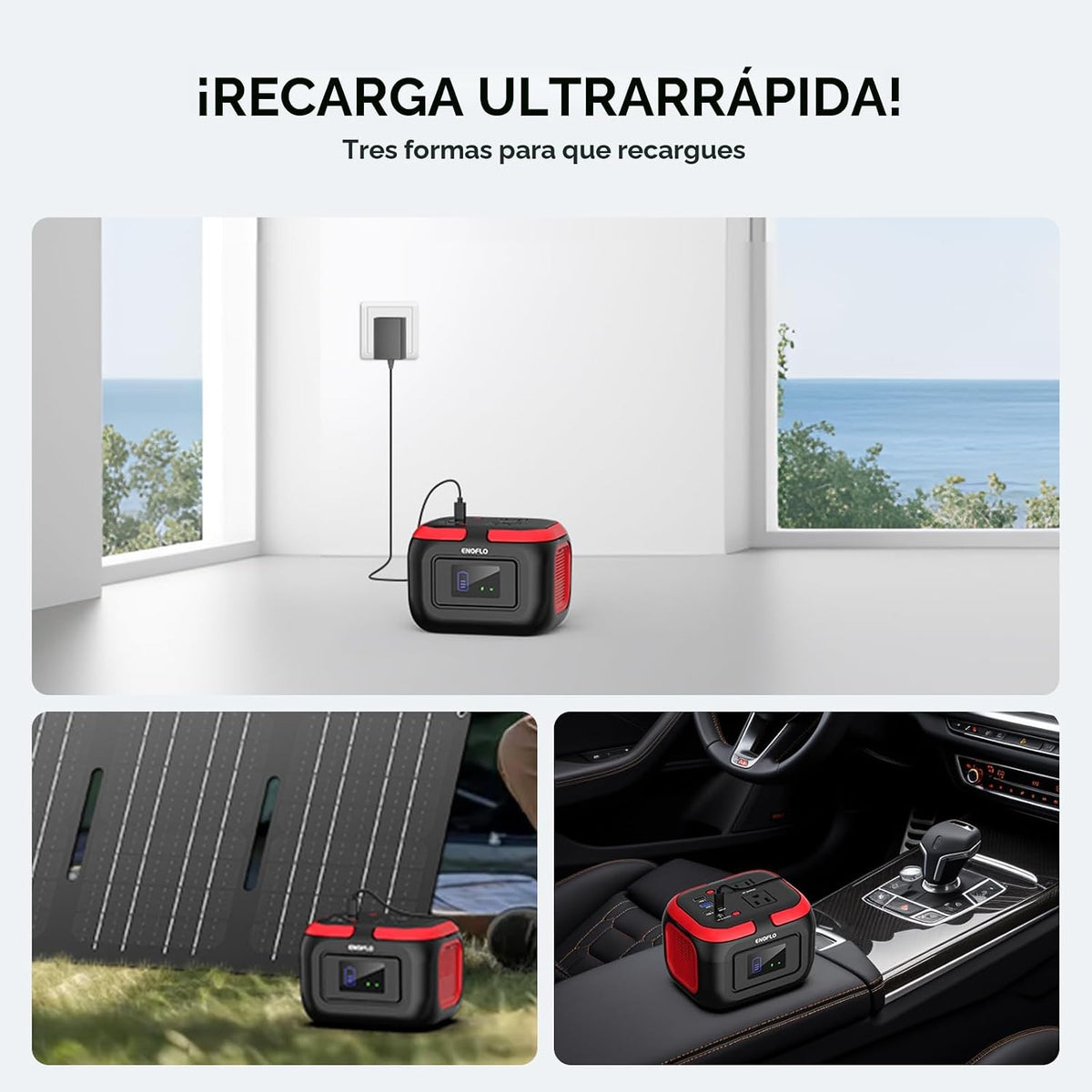 Estación de energía portátil ENOFLO, generador solar de 97.68Wh | B...