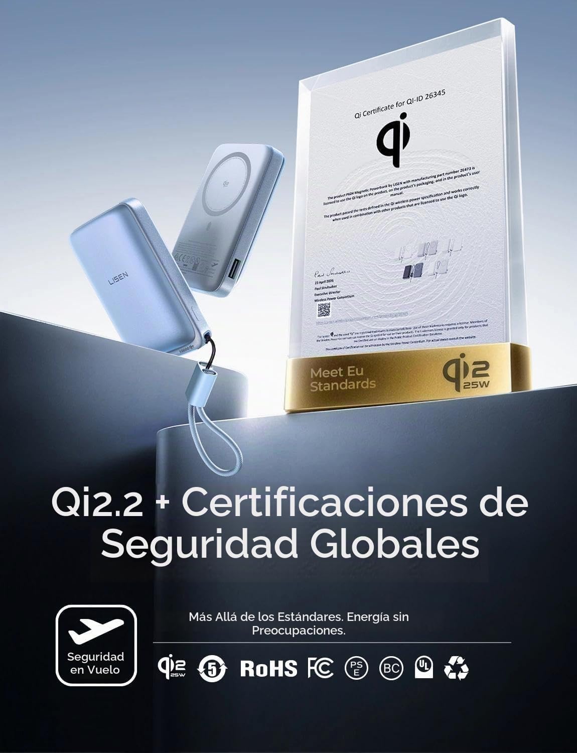 LISEN Qi2.2 25W para banco de energía Magsafe, carga rápida USB C d...