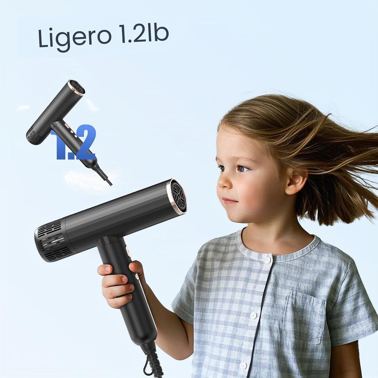 Nicebay Secador de Pelo Iónico con Difusor para Cabello Rizado, Mot...