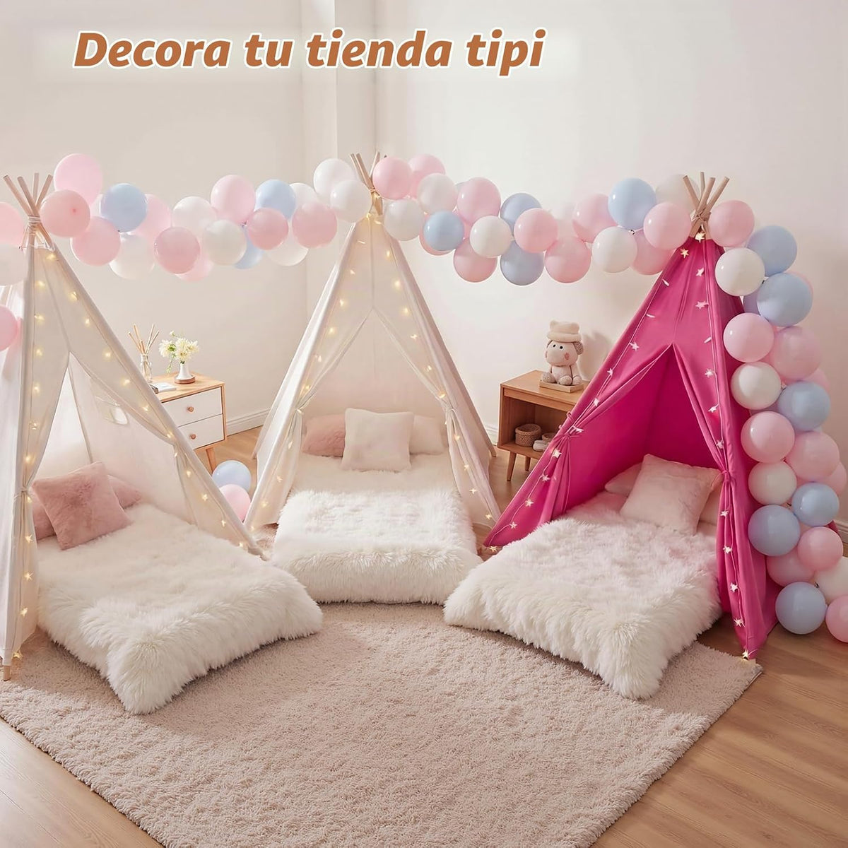 wilwolfer Paquete de 4 tiendas de campaña tipi para niños, cama inf...