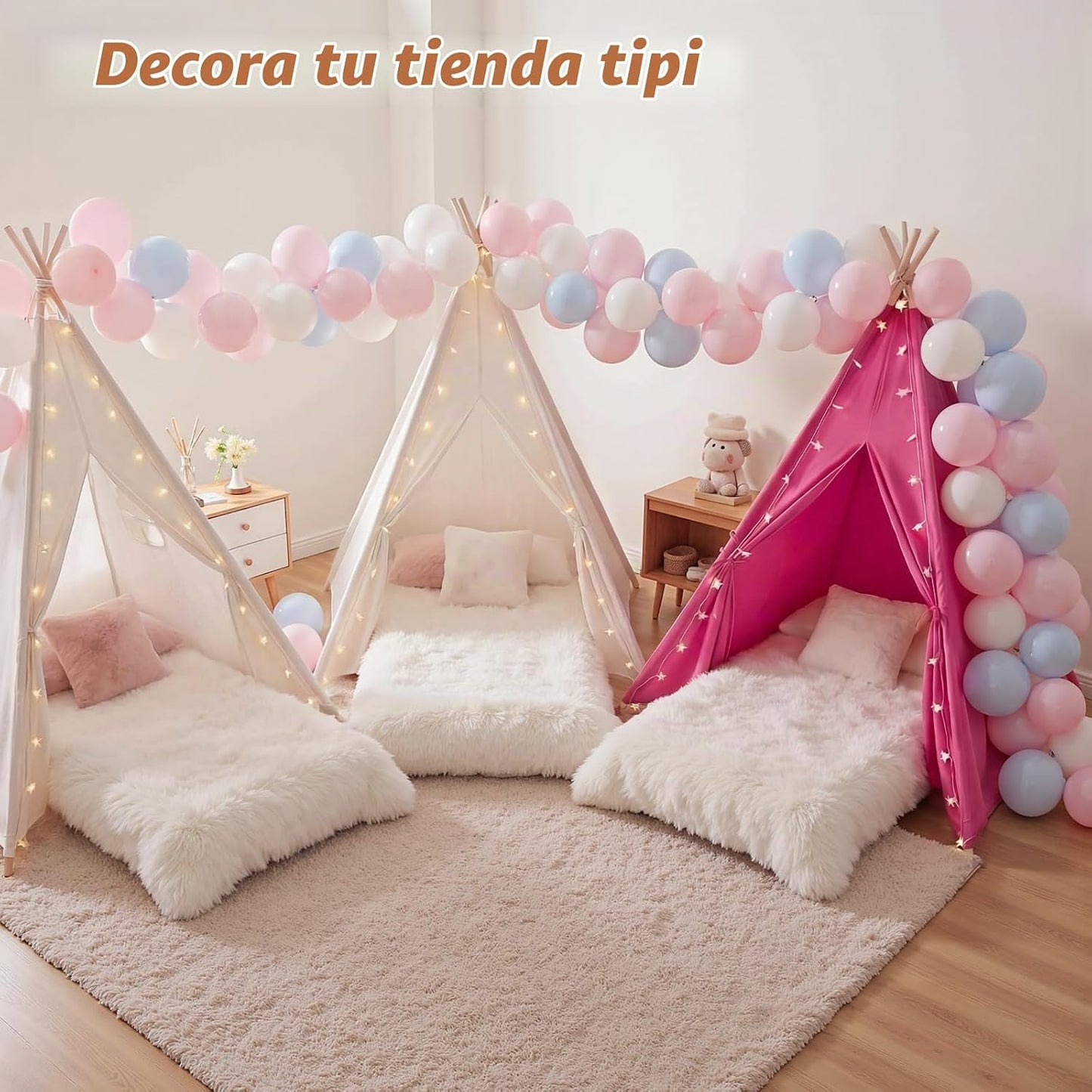 wilwolfer Paquete de 4 tiendas de campaña tipi para niños, cama inf...