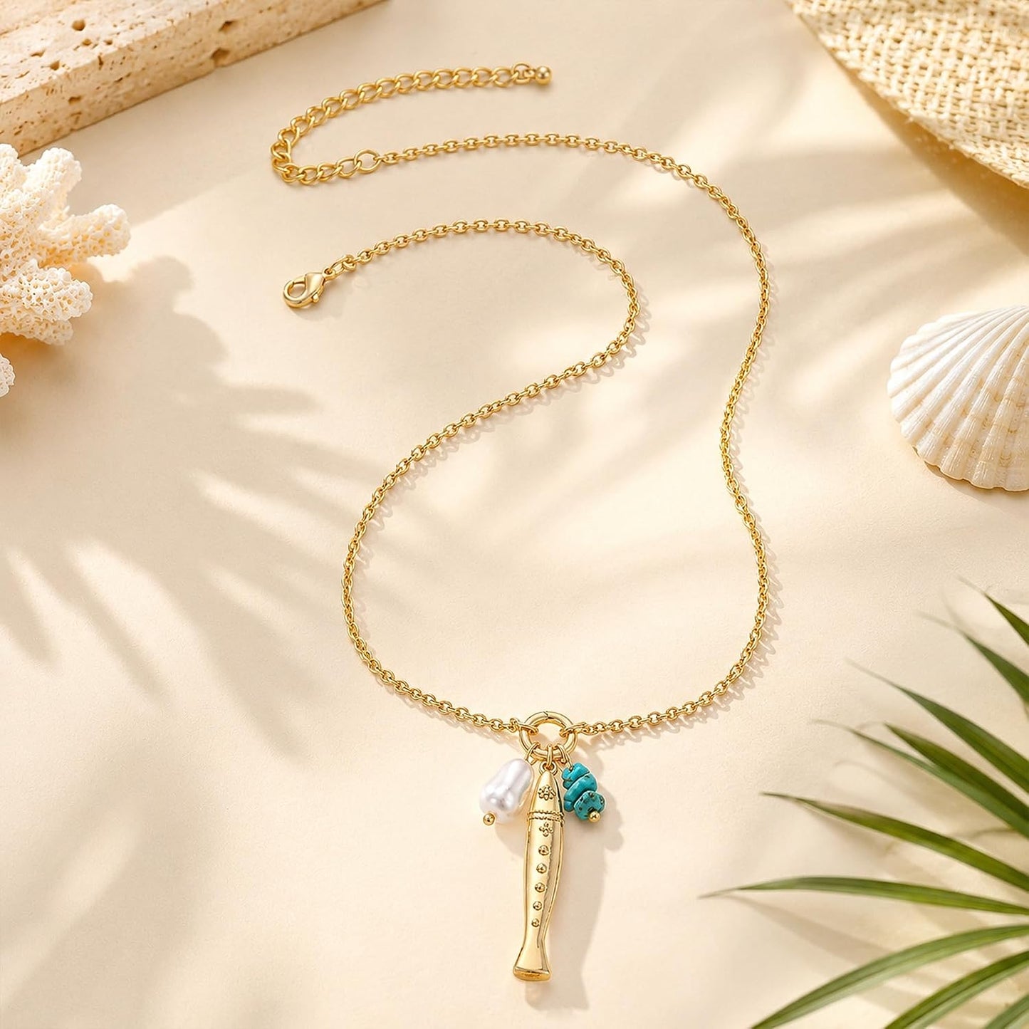 FILMOON Collar de pez para mujer, chapado en oro, colgante de pez,...