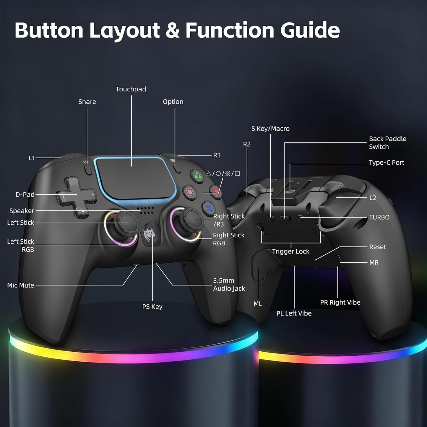 Controlador inalámbrico PS5 Efecto Hall Joystick antideriva Gamepad...