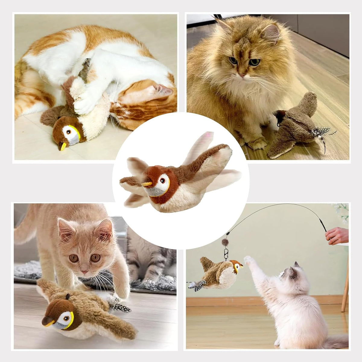 blueypet Juguetes interactivos mejorados para gatos con alas aletea...