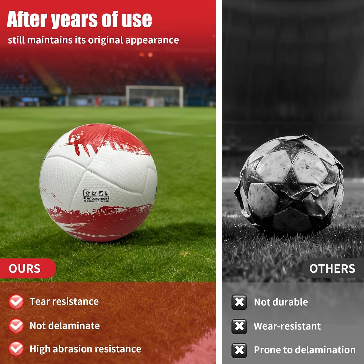 SANNLEIKA Storm Series - Pelota de fútbol profesional para principi...