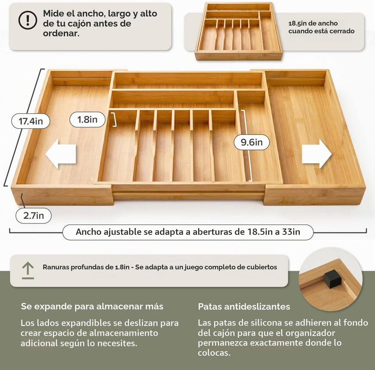 KitchenEdge - Organizador de cubiertos y utensilios de alta calidad...