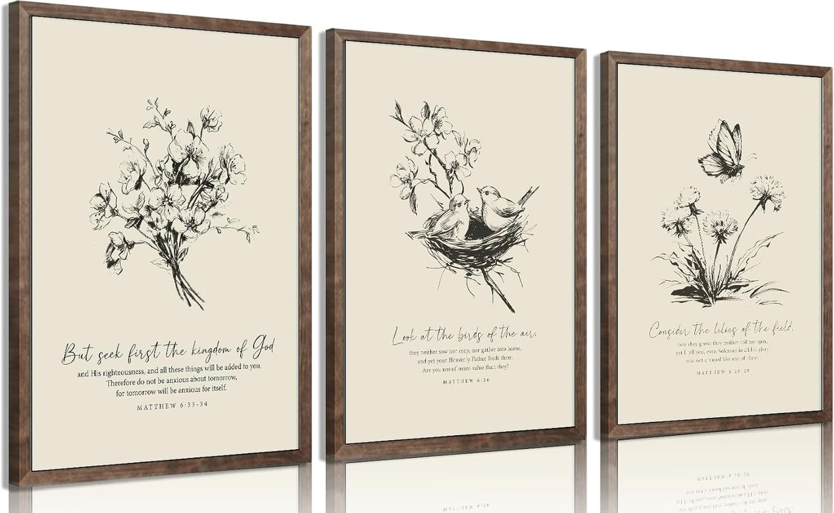 3 pósteres de lienzo floral cristiano para pared, arte de pared con...